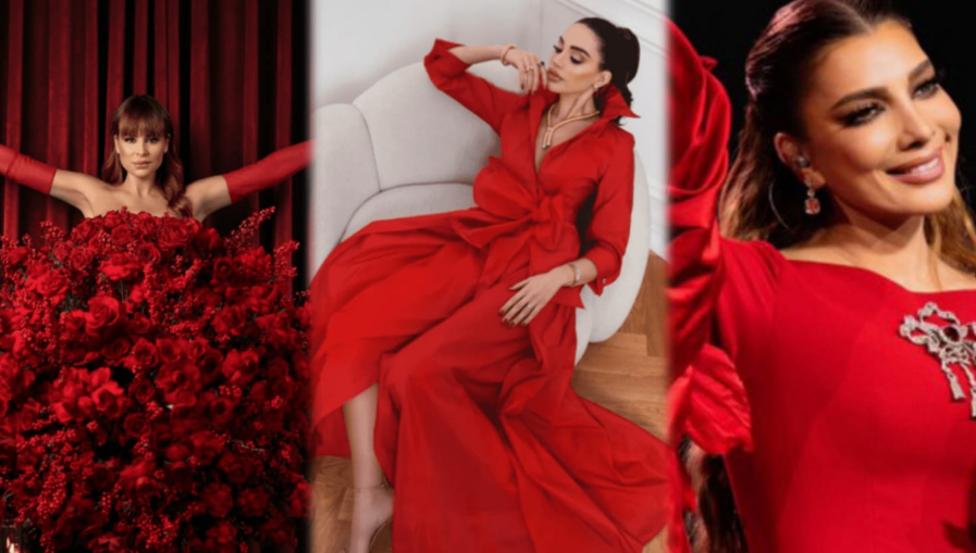 النجمات يتألقن بإطلالات يطغى عليها اللون الأحمر في ليلة عيد الحب